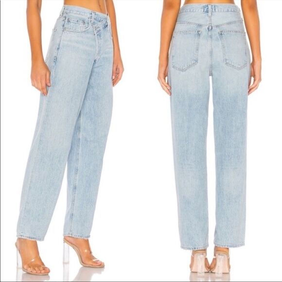 Agolde Criss Cross Upsized Blue Jeans High Waist Straight Leg Size 23 - Picture 4 of 12